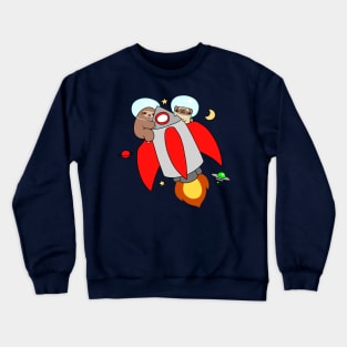 Rocket Ship Sloth and Pug Crewneck Sweatshirt